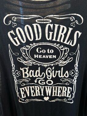 Graphic Black Tee with White 'Good Girls Bad Girls' Print
